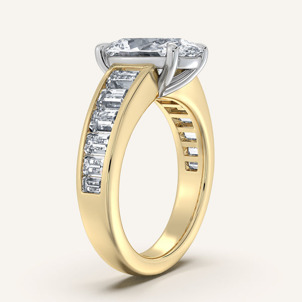 Oval Art Deco Engagement Ring | 14k Two Tone