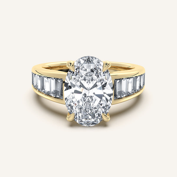 Oval Art Deco Engagement Ring | 18k Yellow Gold