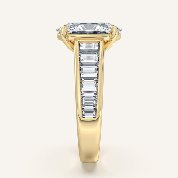 Oval Art Deco Engagement Ring | 18k Yellow Gold