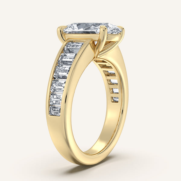 Oval Art Deco Engagement Ring | 18k Yellow Gold