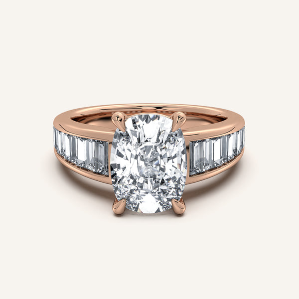Cushion Cut Art Deco Engagement Ring | 18k Rose Gold