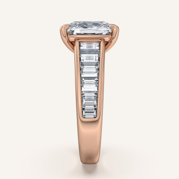 Cushion Cut Art Deco Engagement Ring | 18k Rose Gold