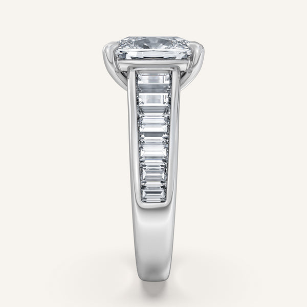 Cushion Cut Art Deco Engagement Ring | 14k White Gold