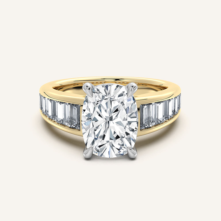 Image for Cushion Cut Art Deco Engagement Ring | 18k Two Tone