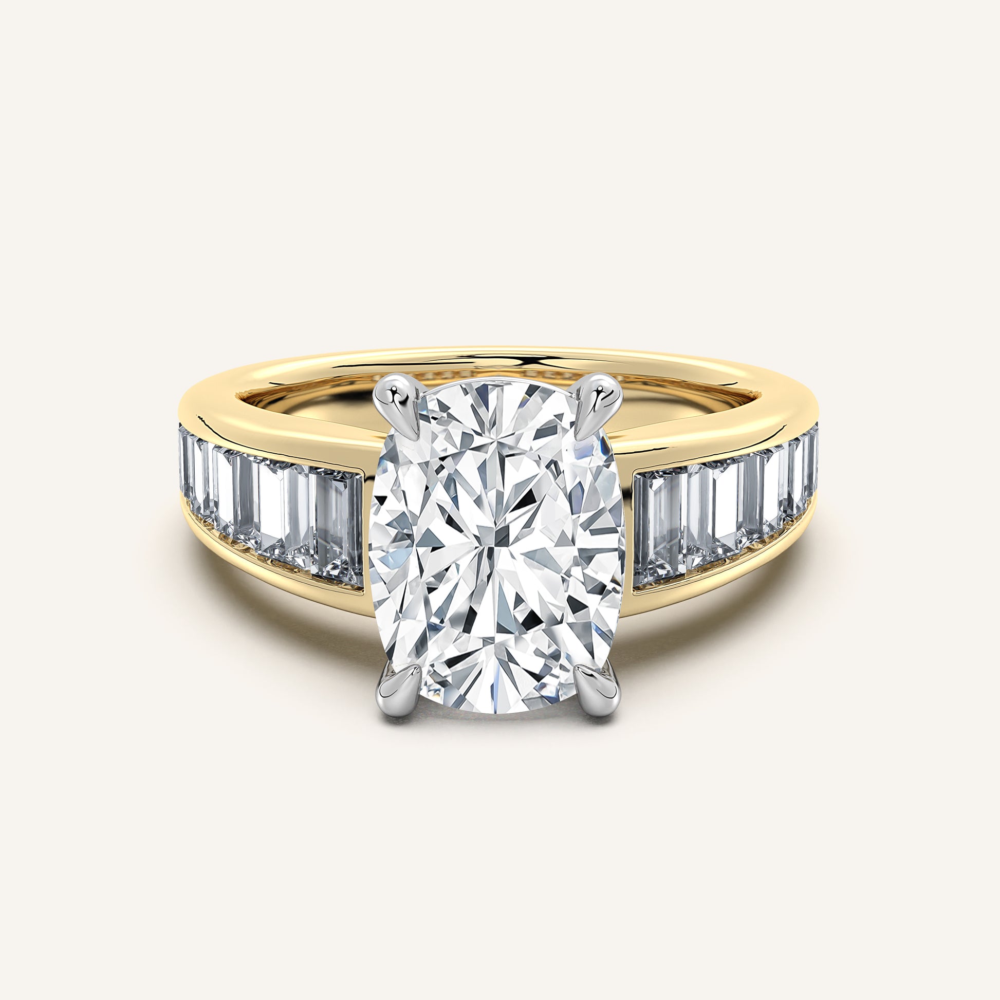 Image for Cushion Cut Art Deco Engagement Ring | 14k Two Tone
