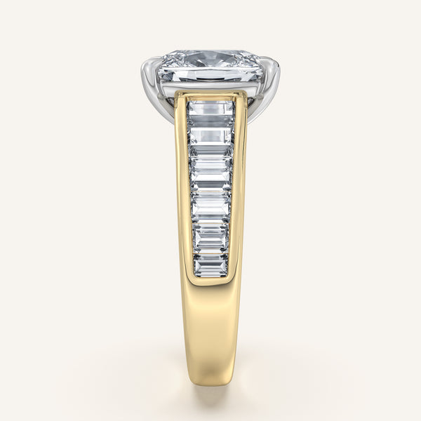 Cushion Cut Art Deco Engagement Ring | 18k Two Tone