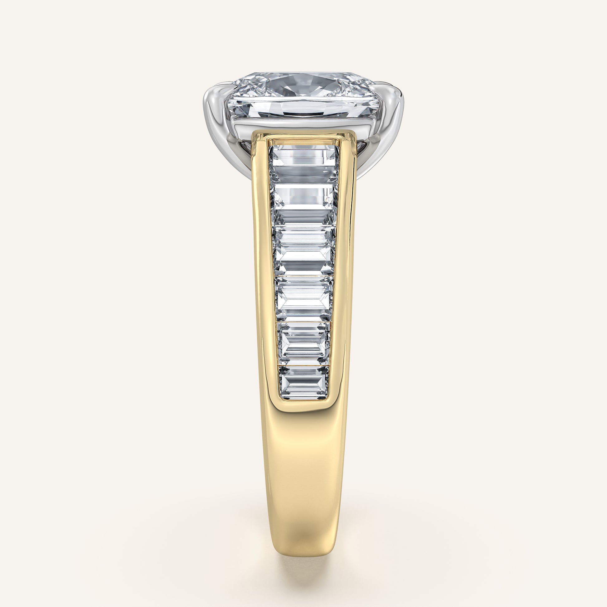 Image for Cushion Cut Art Deco Engagement Ring | 14k Two Tone