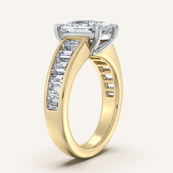 Cushion Cut Art Deco Engagement Ring | 18k Two Tone