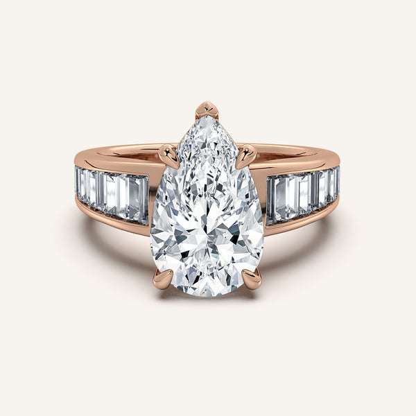 Pear Shape Art Deco Engagement Ring | 14k Rose Gold