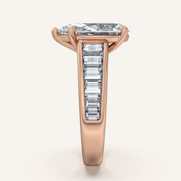 Pear Shape Art Deco Engagement Ring | 14k Rose Gold