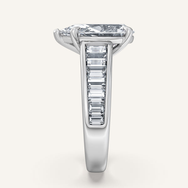 Pear Shape Art Deco Engagement Ring | 14k White Gold