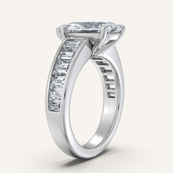 Pear Shape Art Deco Engagement Ring | 18k White Gold
