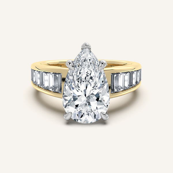 Pear Shape Art Deco Engagement Ring | 18k Two Tone