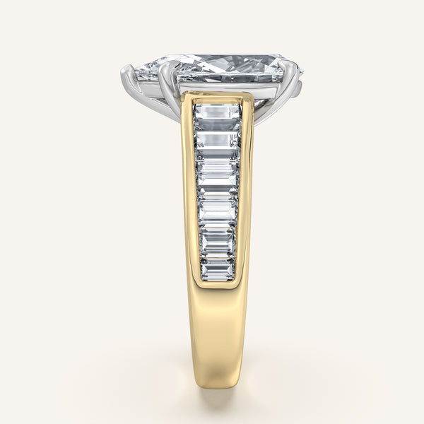 Pear Shape Art Deco Engagement Ring | 18k Two Tone