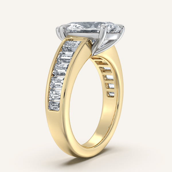 Pear Shape Art Deco Engagement Ring | 14k Two Tone