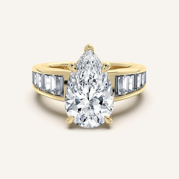 Pear Shape Art Deco Engagement Ring | 14k Yellow Gold