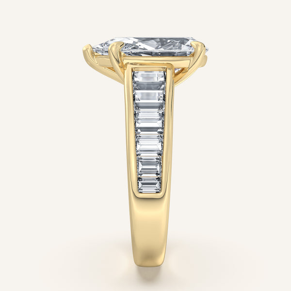 Pear Shape Art Deco Engagement Ring | 14k Yellow Gold