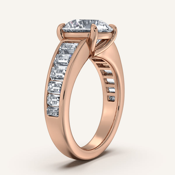 Round Art Deco Engagement Ring | 14k Rose Gold