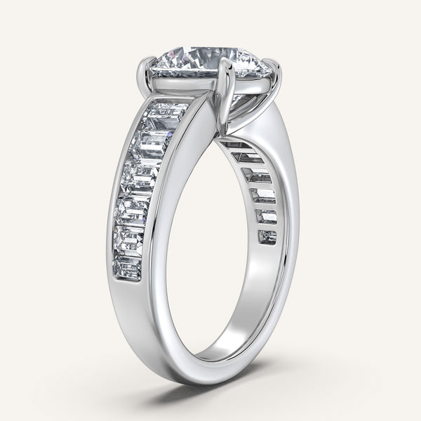 Round Art Deco Engagement Ring | 18k White Gold