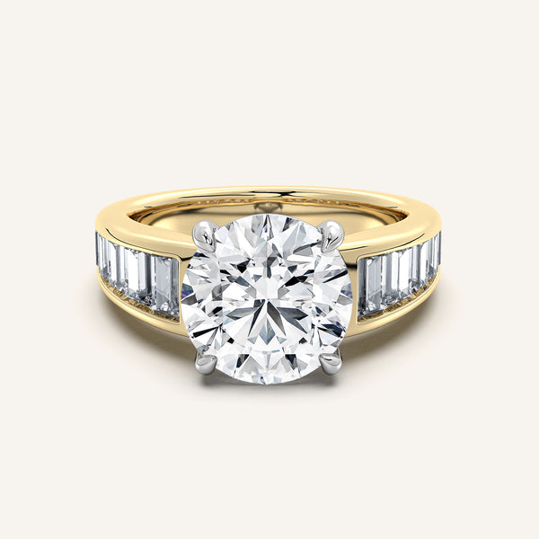 Round Art Deco Engagement Ring | 18k Two Tone