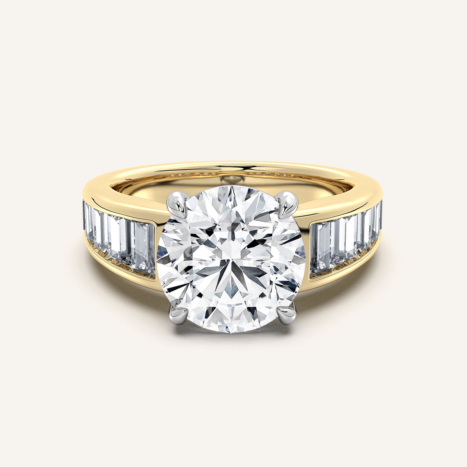 Image for Round Art Deco Engagement Ring | 14k Two Tone