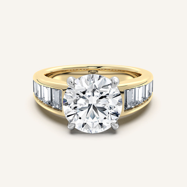 Image for Round Art Deco Engagement Ring | 14k Two Tone