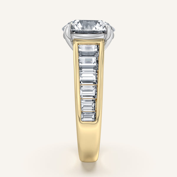 Round Art Deco Engagement Ring | 18k Two Tone