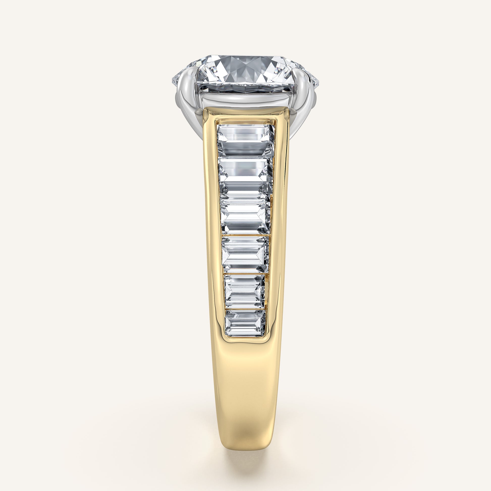 Image for Round Art Deco Engagement Ring | 14k Two Tone