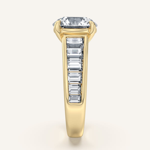 Round Art Deco Engagement Ring | 18k Yellow Gold