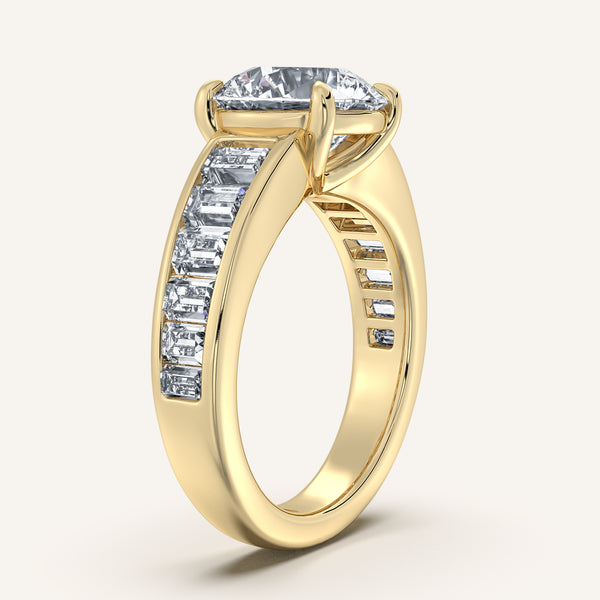 Round Art Deco Engagement Ring | 18k Yellow Gold