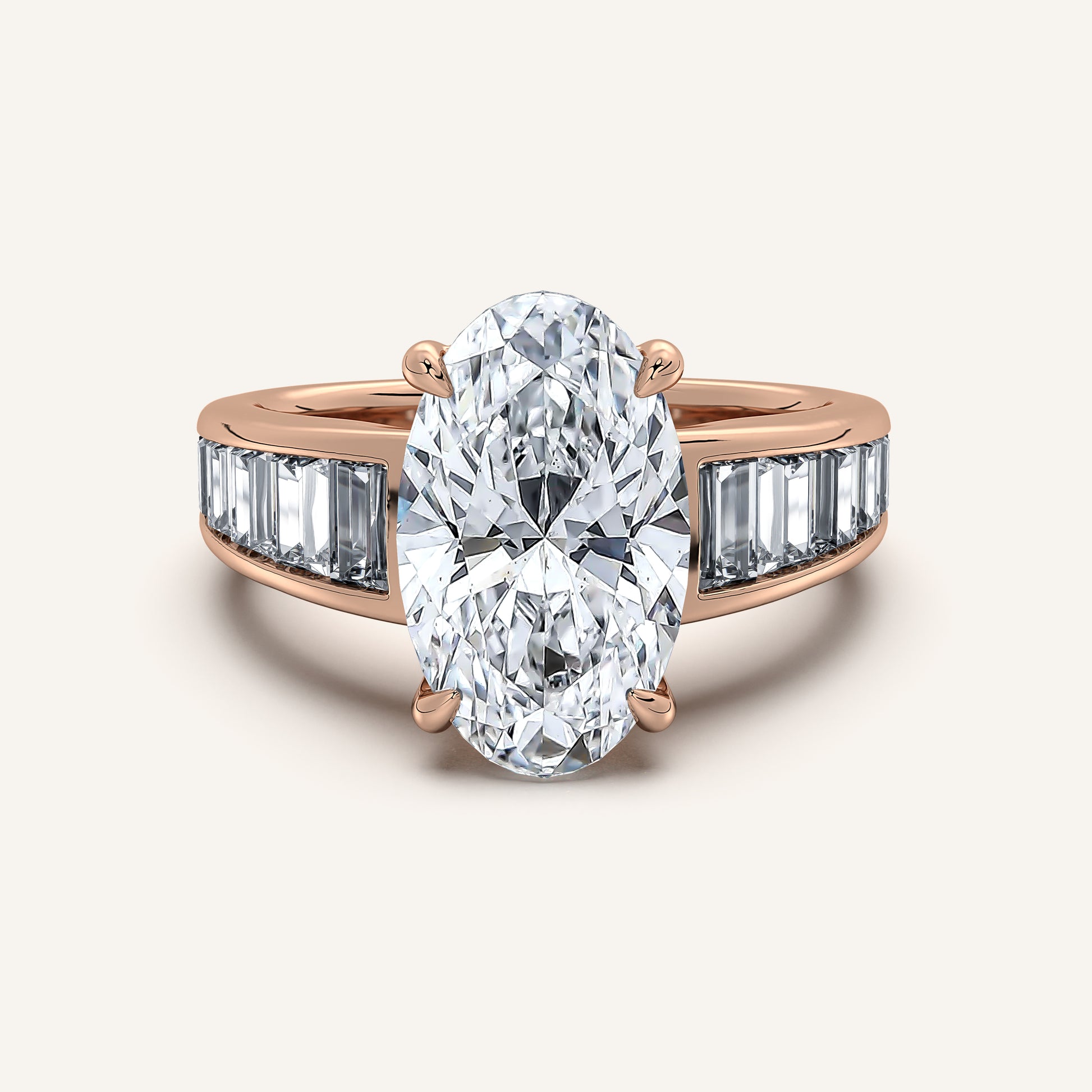 Image for Moval Art Deco Engagement Ring | 18k Rose Gold