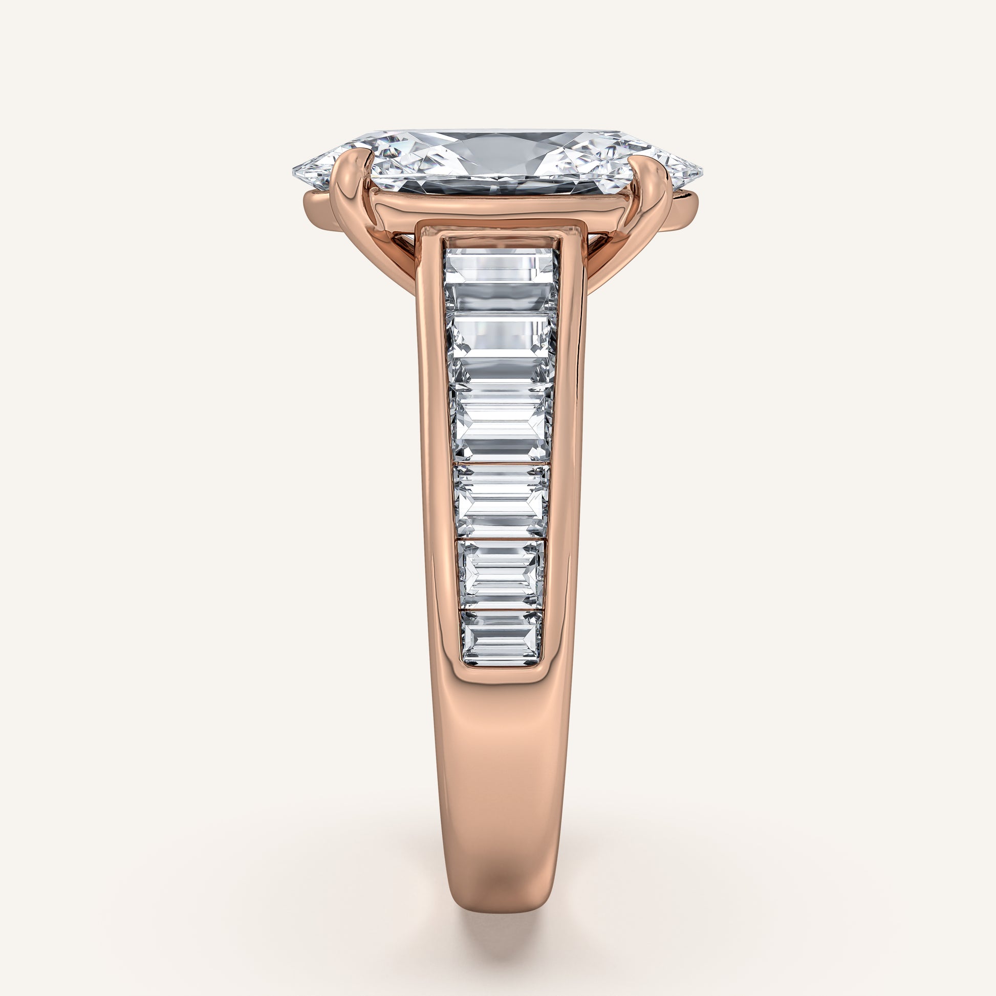 Image for Moval Art Deco Engagement Ring | 18k Rose Gold