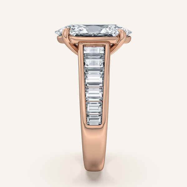 Moval Art Deco Engagement Ring | 18k Rose Gold