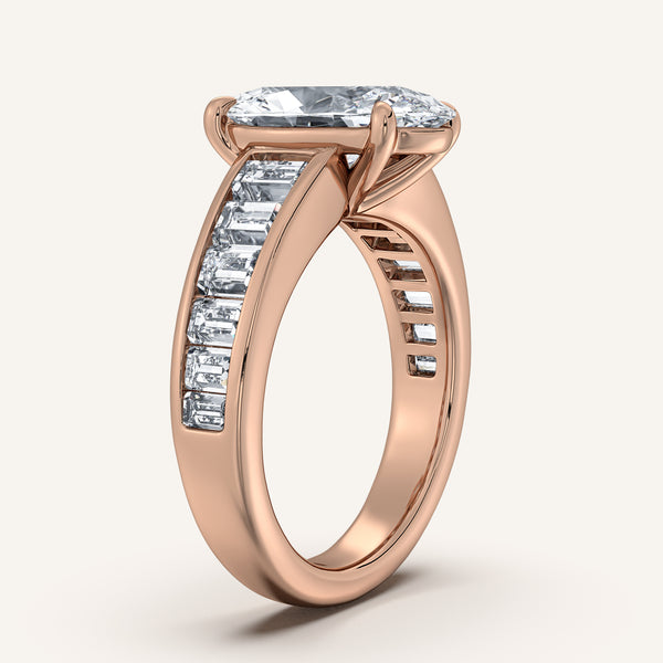 Moval Art Deco Engagement Ring | 18k Rose Gold