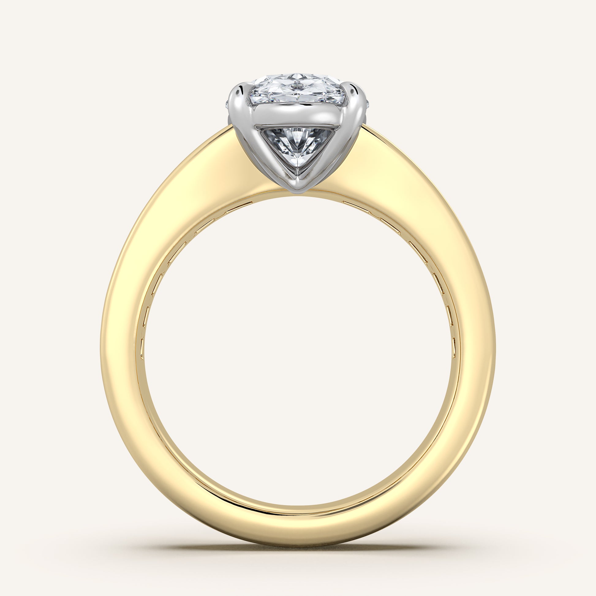 Image for Moval Art Deco Engagement Ring | 14k Two Tone