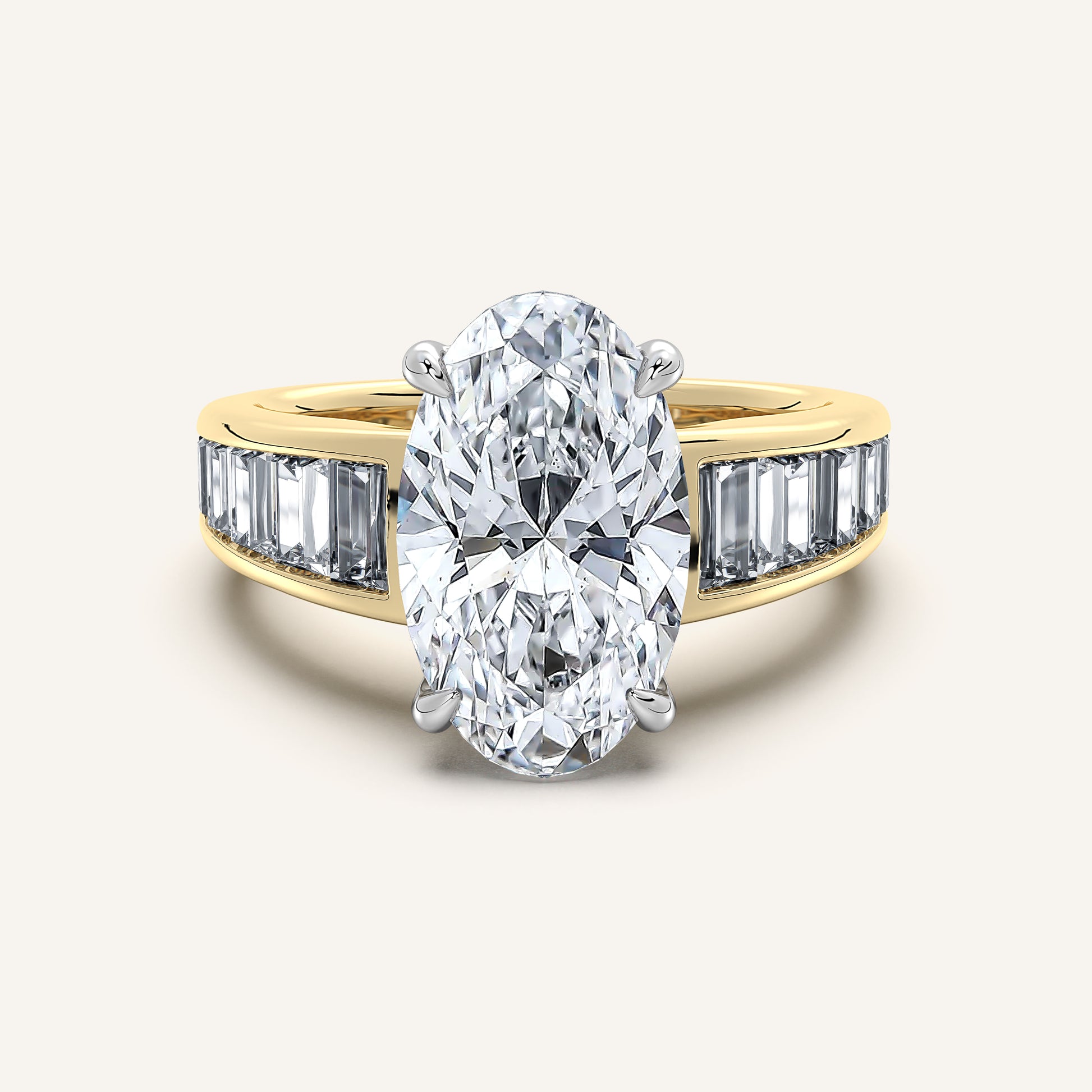 Image for Moval Art Deco Engagement Ring | 14k Two Tone