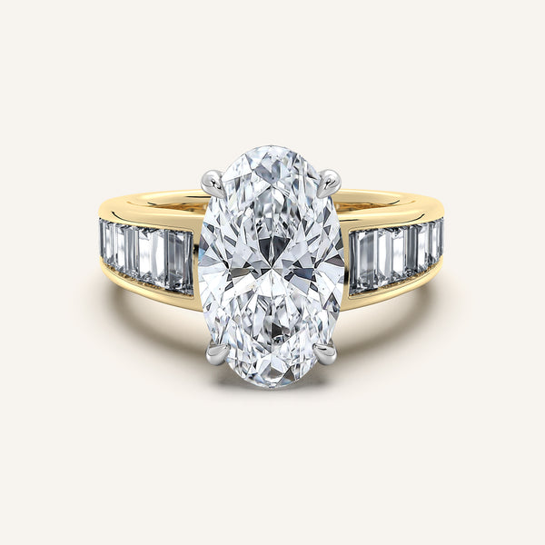 Moval Art Deco Engagement Ring | 14k Two Tone