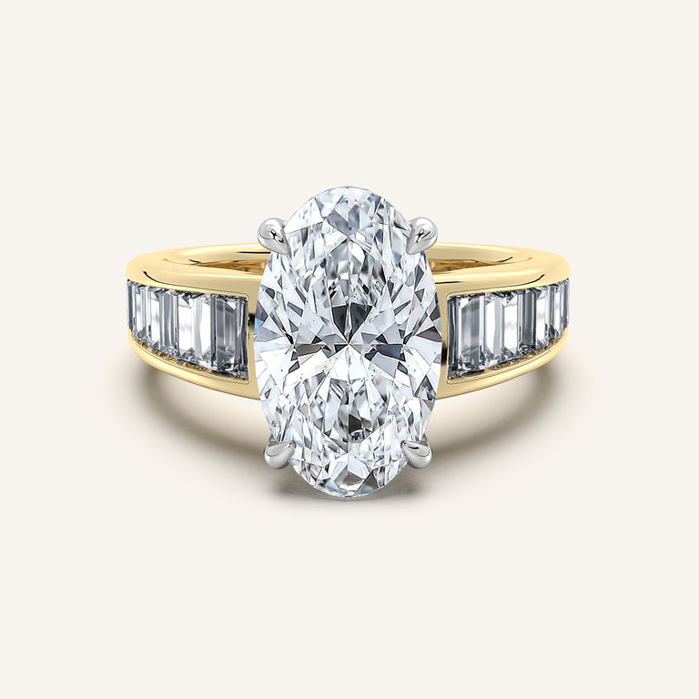 Image for Moval Art Deco Engagement Ring | 14k Two Tone
