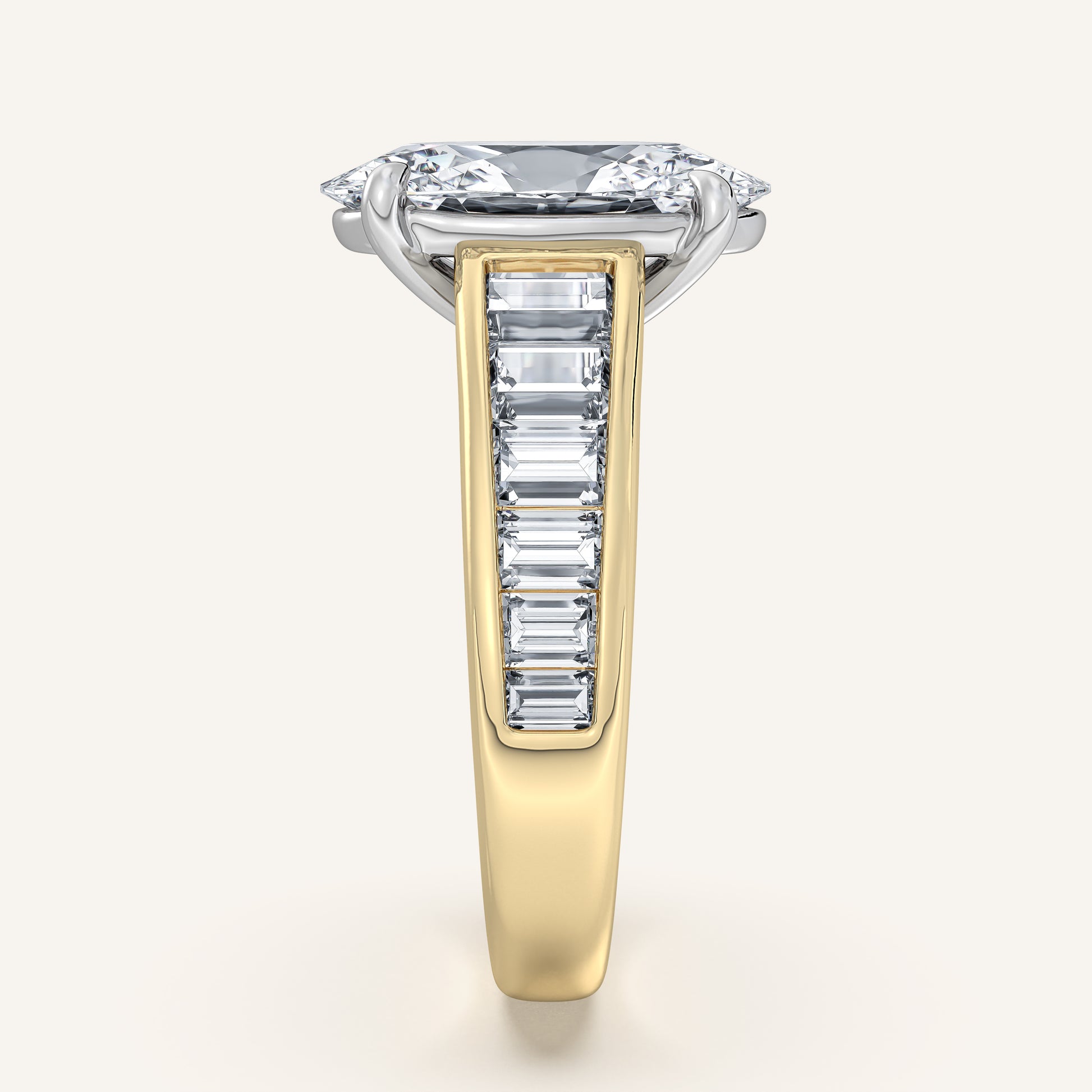Image for Moval Art Deco Engagement Ring | 14k Two Tone