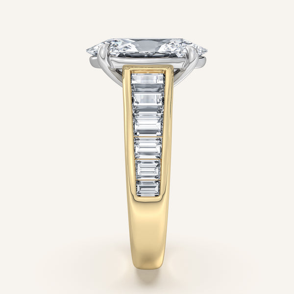 Moval Art Deco Engagement Ring | 14k Two Tone