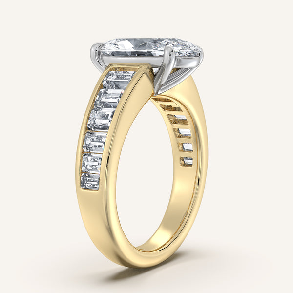 Moval Art Deco Engagement Ring | 14k Two Tone