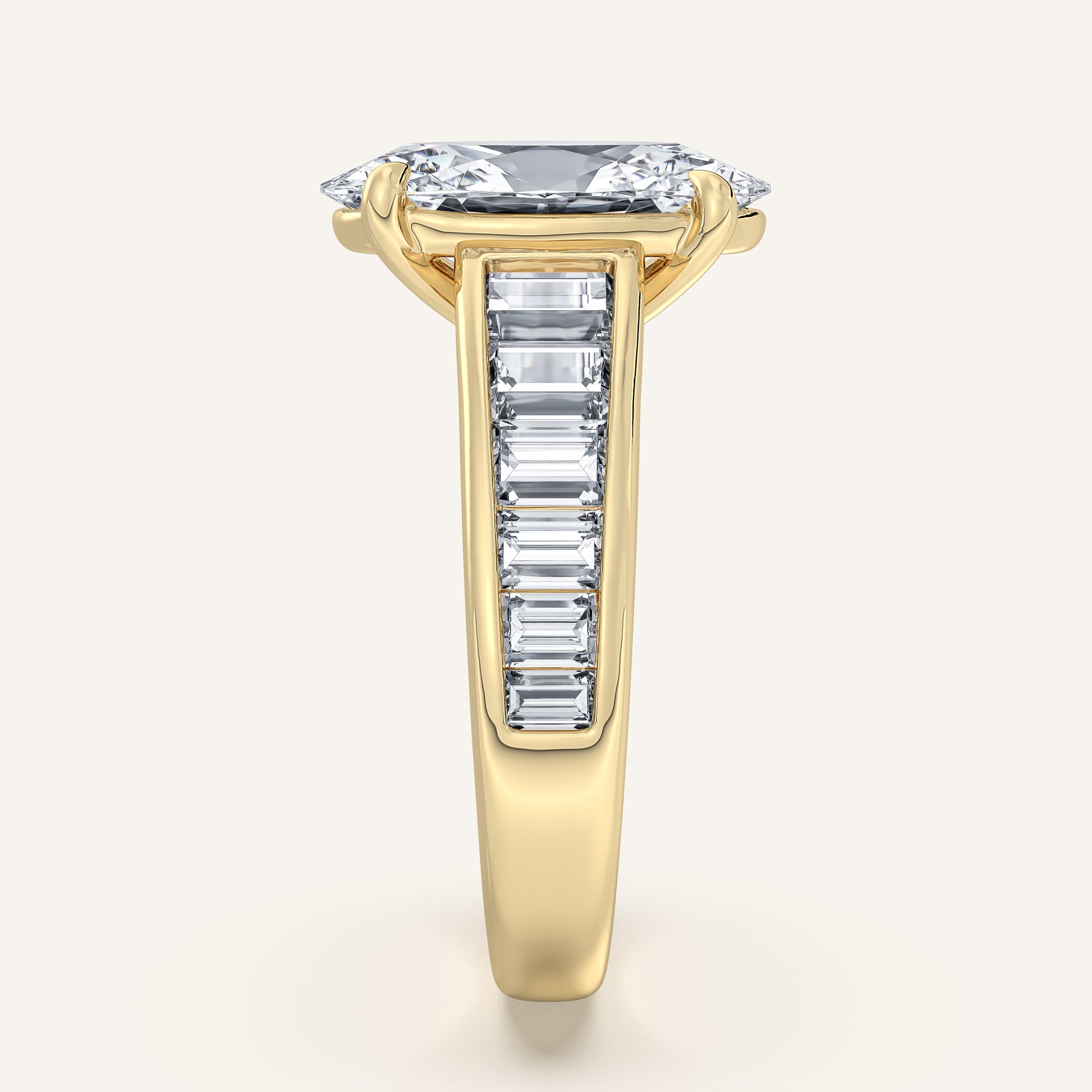 Image for Moval Art Deco Engagement Ring | 18k Yellow Gold