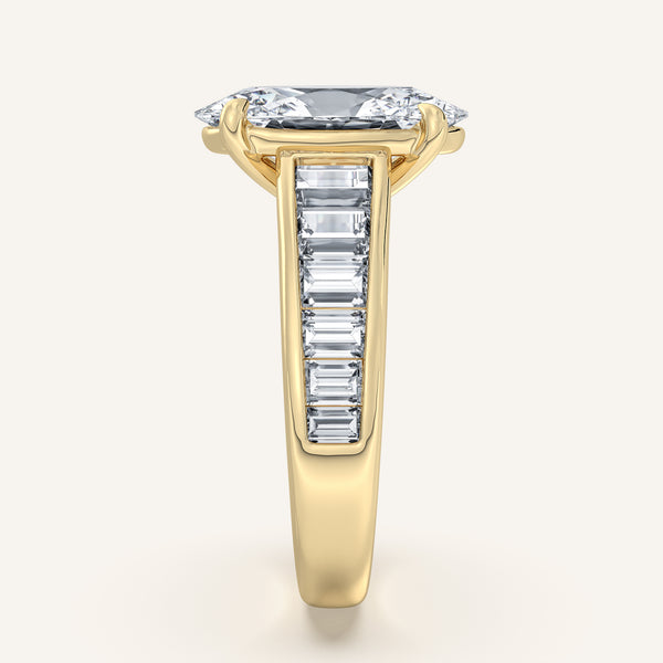 Moval Art Deco Engagement Ring | 18k Yellow Gold
