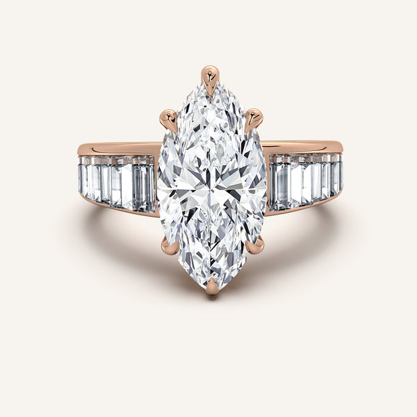 Marquise Art Deco Engagement Ring | 18k Rose Gold