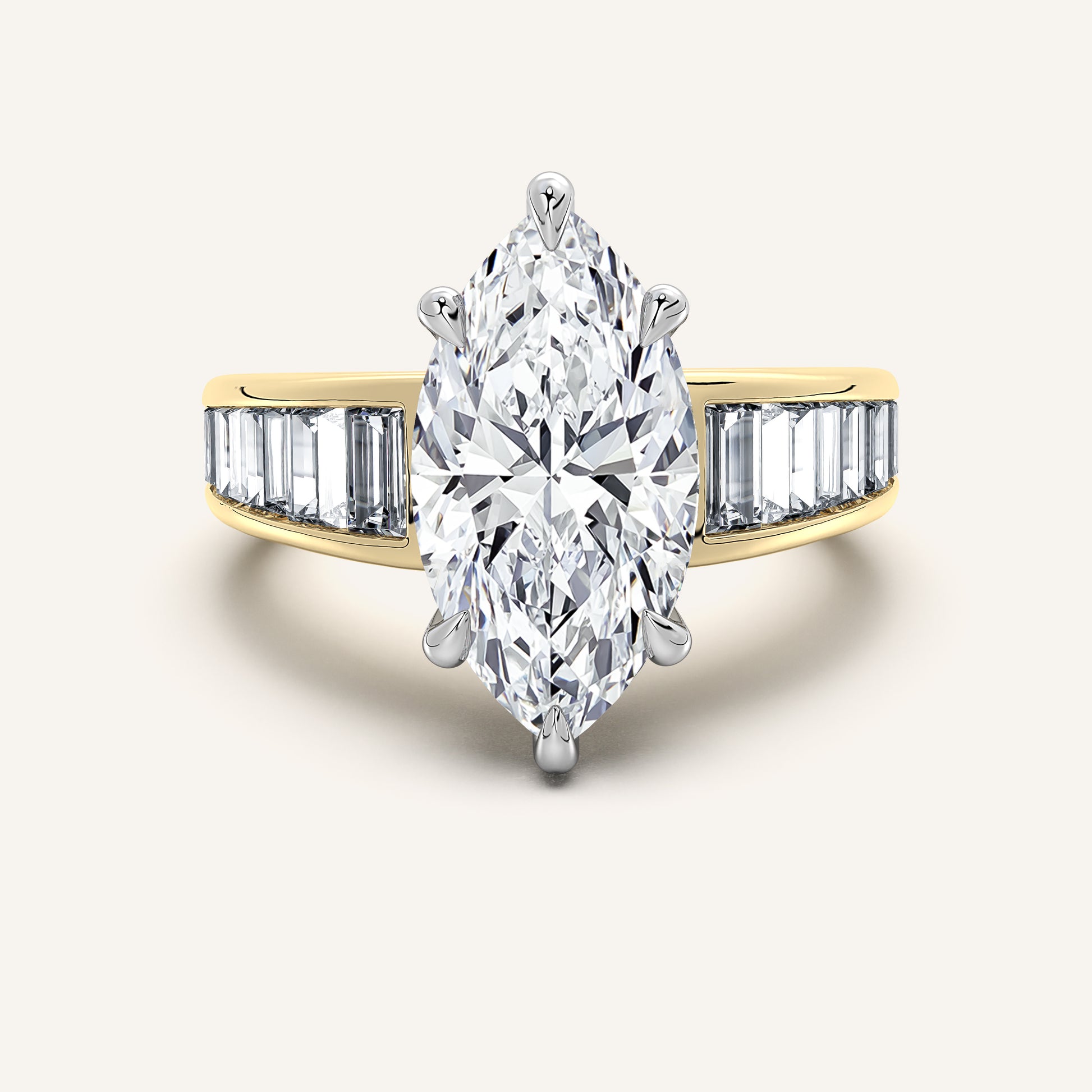 Image for Marquise Art Deco Engagement Ring | 18k Two Tone