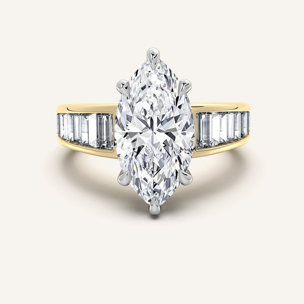 Marquise Art Deco Engagement Ring | 18k Two Tone
