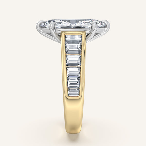 Marquise Art Deco Engagement Ring | 18k Two Tone