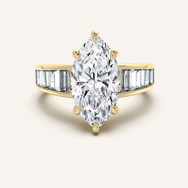 Marquise Art Deco Engagement Ring | 18k Yellow Gold