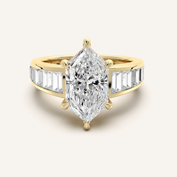Dutch Marquise Art Deco Engagement Ring | 18k Yellow Gold