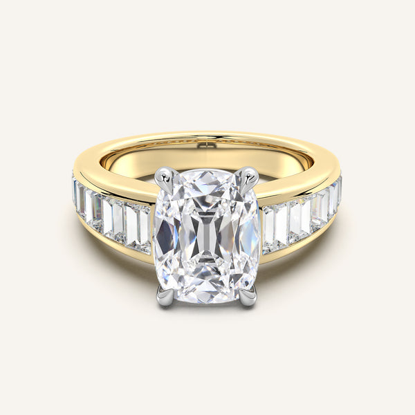 Old Mine Cut Art Deco Engagement Ring | 18k Two Tone